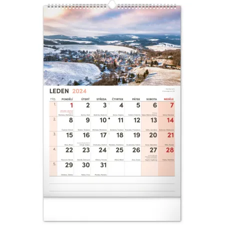 Nástěnný kalendář 2024 s extra velkým kalendáriem, 33 × 46 cm