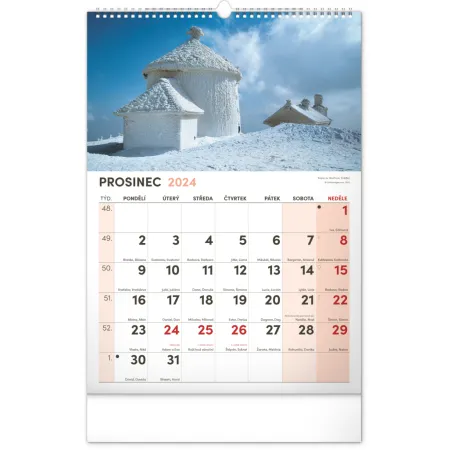 Nástěnný kalendář 2024 s extra velkým kalendáriem, 33 × 46 cm