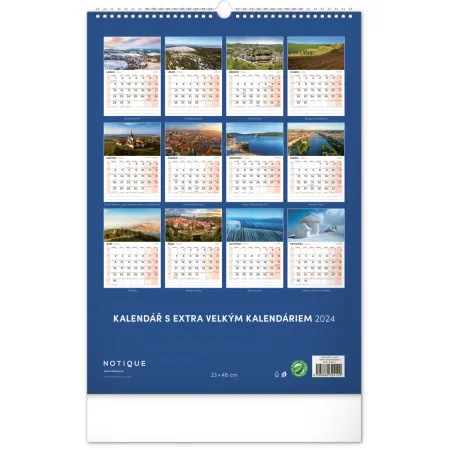 Nástěnný kalendář 2024 s extra velkým kalendáriem, 33 × 46 cm