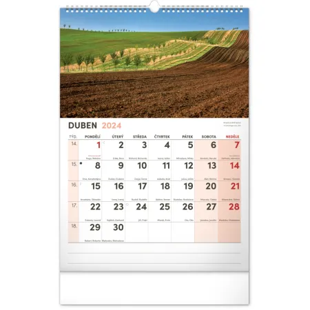 Nástěnný kalendář 2024 s extra velkým kalendáriem, 33 × 46 cm