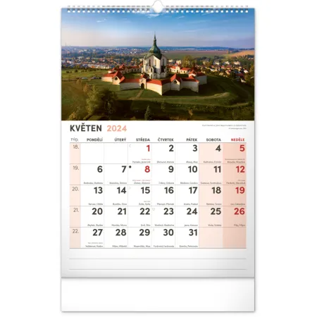 Nástěnný kalendář 2024 s extra velkým kalendáriem, 33 × 46 cm