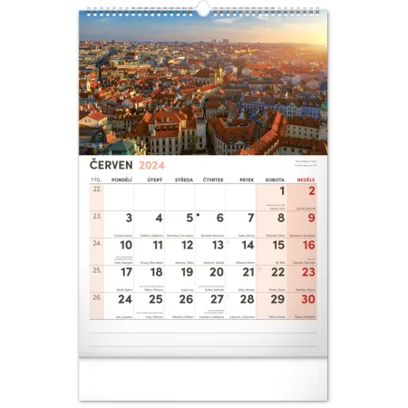 Nástěnný kalendář 2024 s extra velkým kalendáriem, 33 × 46 cm