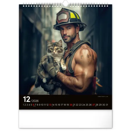 Nástěnný kalendář Dreamy Firefighters 2026, 30 x 34 cm