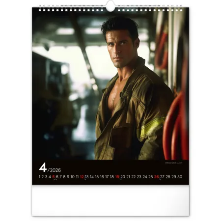 Nástěnný kalendář Dreamy Firefighters 2026, 30 x 34 cm