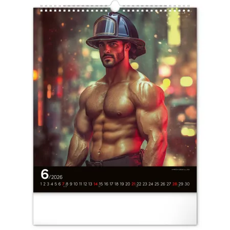 Nástěnný kalendář Dreamy Firefighters 2026, 30 x 34 cm