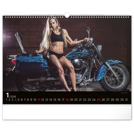 Nástěnný kalendář Girls &amp; Bikes 2026, 48 x 33 cm