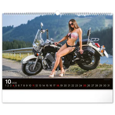 Nástěnný kalendář Girls &amp; Bikes 2026, 48 x 33 cm