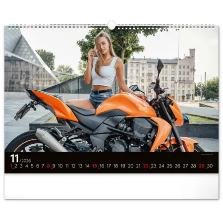 Nástěnný kalendář Girls &amp; Bikes 2026, 48 x 33 cm