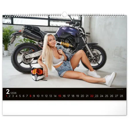 Nástěnný kalendář Girls &amp; Bikes 2026, 48 x 33 cm