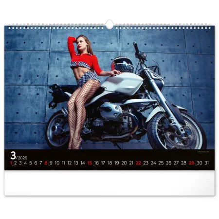 Nástěnný kalendář Girls &amp; Bikes 2026, 48 x 33 cm