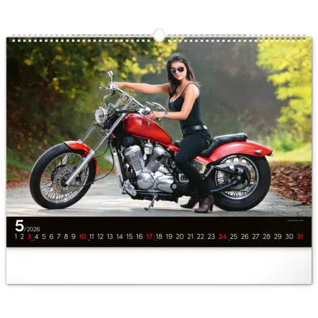 Nástěnný kalendář Girls &amp; Bikes 2026, 48 x 33 cm