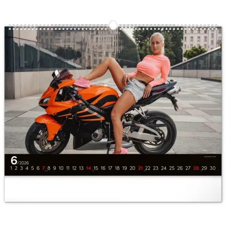 Nástěnný kalendář Girls &amp; Bikes 2026, 48 x 33 cm