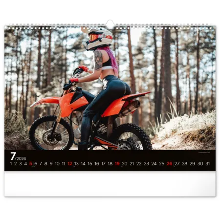 Nástěnný kalendář Girls &amp; Bikes 2026, 48 x 33 cm