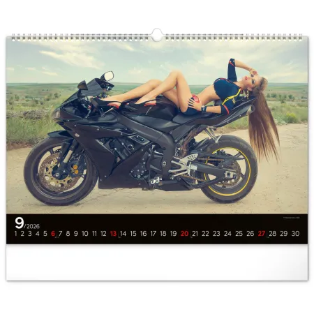 Nástěnný kalendář Girls &amp; Bikes 2026, 48 x 33 cm
