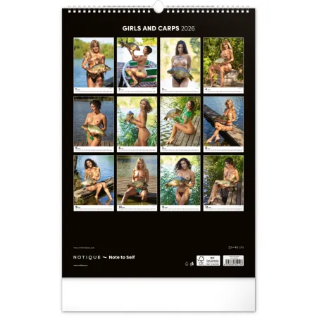 Nástěnný kalendář Girls and Carps 2026, 33 x 46 cm