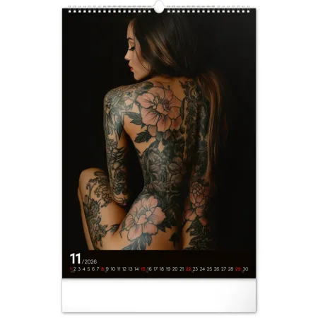 Nástěnný kalendář Inked Girls 2026, 33 x 46 cm