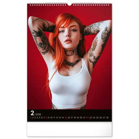 Nástěnný kalendář Inked Girls 2026, 33 x 46 cm