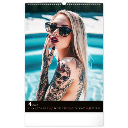 Nástěnný kalendář Inked Girls 2026, 33 x 46 cm