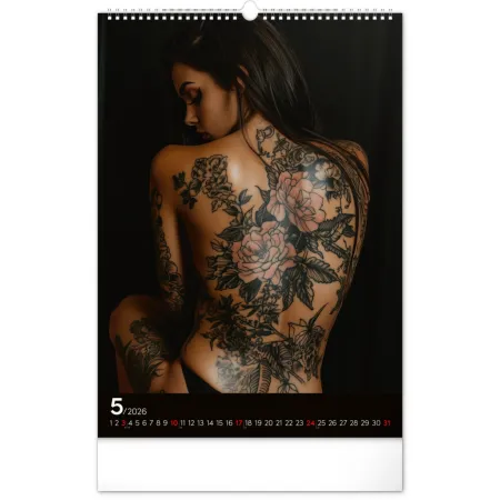 Nástěnný kalendář Inked Girls 2026, 33 x 46 cm