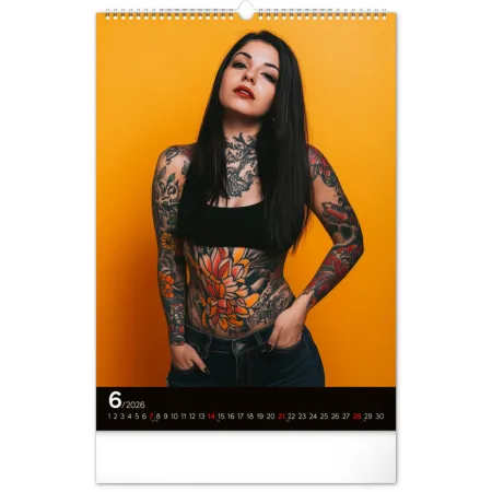 Nástěnný kalendář Inked Girls 2026, 33 x 46 cm
