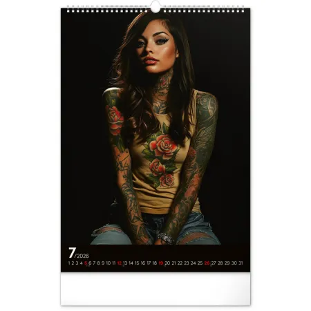 Nástěnný kalendář Inked Girls 2026, 33 x 46 cm