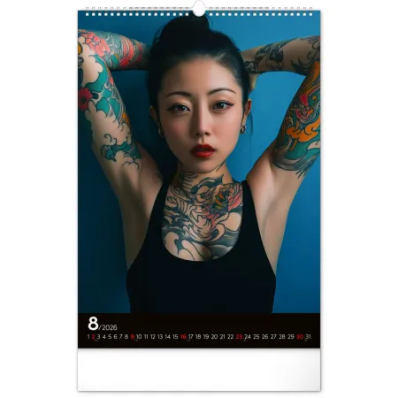 Nástěnný kalendář Inked Girls 2026, 33 x 46 cm