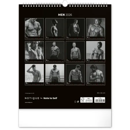Nástěnný kalendář Men 2026, 30 x 34 cm
