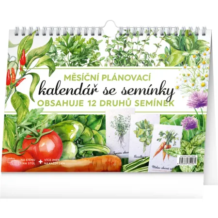 NOTIQUE Měsíční plánovací kalendář se semínky 2026, 30 x 21 cm
