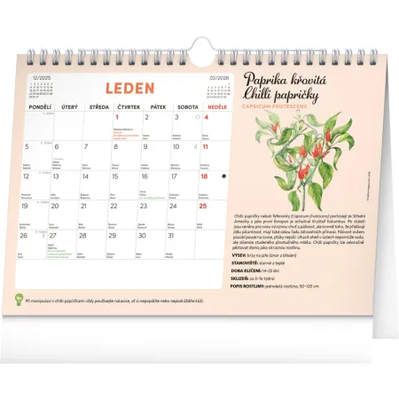 NOTIQUE Měsíční plánovací kalendář se semínky 2026, 30 x 21 cm