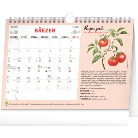 NOTIQUE Měsíční plánovací kalendář se semínky 2026, 30 x 21 cm