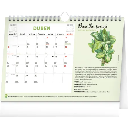 NOTIQUE Měsíční plánovací kalendář se semínky 2026, 30 x 21 cm