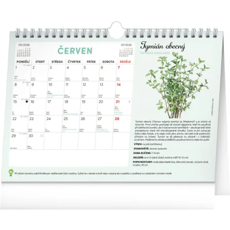 NOTIQUE Měsíční plánovací kalendář se semínky 2026, 30 x 21 cm