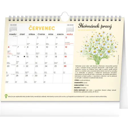 NOTIQUE Měsíční plánovací kalendář se semínky 2026, 30 x 21 cm