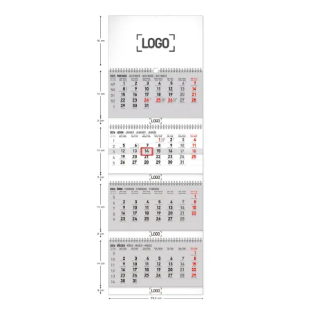 NOTIQUE Nástěnný kalendář 4měsíční standard skládací 2026, 29,5 x 84,5 cm