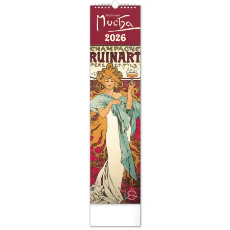 NOTIQUE Nástěnný kalendář Alfons Mucha 2026, 12 x 48 cm