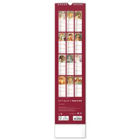 NOTIQUE Nástěnný kalendář Alfons Mucha 2026, 12 x 48 cm