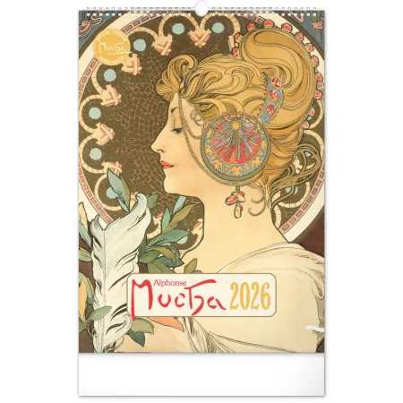 NOTIQUE Nástěnný kalendář Alfons Mucha 2026, 33 x 46 cm