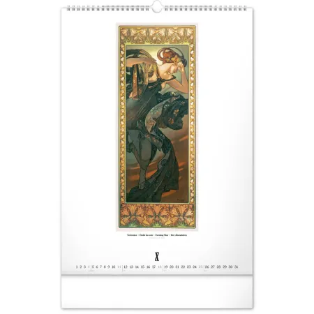 NOTIQUE Nástěnný kalendář Alfons Mucha 2026, 33 x 46 cm