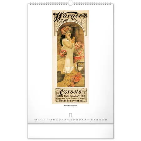 NOTIQUE Nástěnný kalendář Alfons Mucha 2026, 33 x 46 cm