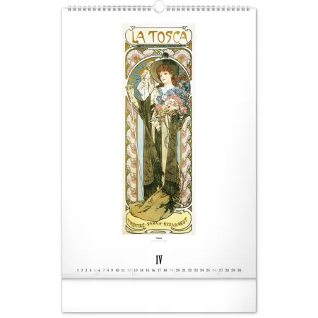 NOTIQUE Nástěnný kalendář Alfons Mucha 2026, 33 x 46 cm