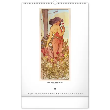 NOTIQUE Nástěnný kalendář Alfons Mucha 2026, 33 x 46 cm