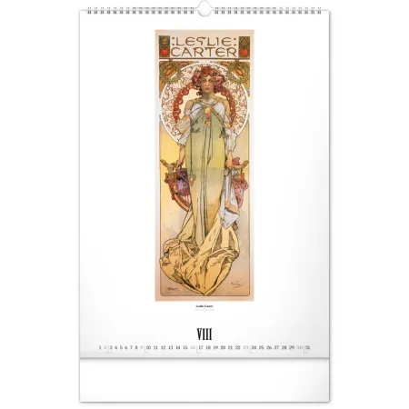 NOTIQUE Nástěnný kalendář Alfons Mucha 2026, 33 x 46 cm