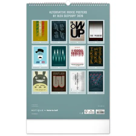 NOTIQUE Nástěnný kalendář Alternative Movie Posters 2026, 33 x 46 cm