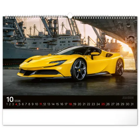 NOTIQUE Nástěnný kalendář Auta 2026, 48 x 33 cm