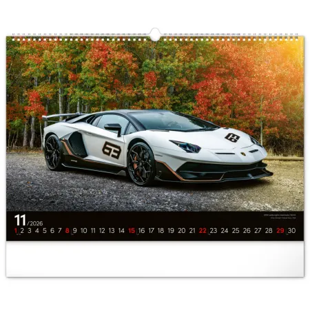 NOTIQUE Nástěnný kalendář Auta 2026, 48 x 33 cm