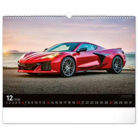 NOTIQUE Nástěnný kalendář Auta 2026, 48 x 33 cm
