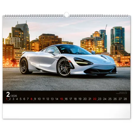 NOTIQUE Nástěnný kalendář Auta 2026, 48 x 33 cm