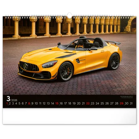 NOTIQUE Nástěnný kalendář Auta 2026, 48 x 33 cm