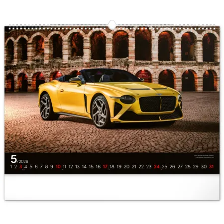 NOTIQUE Nástěnný kalendář Auta 2026, 48 x 33 cm