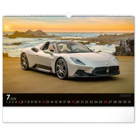 NOTIQUE Nástěnný kalendář Auta 2026, 48 x 33 cm